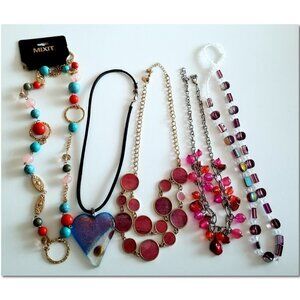 Mixit Pink Necklaces Lot of 5 Heart Beads